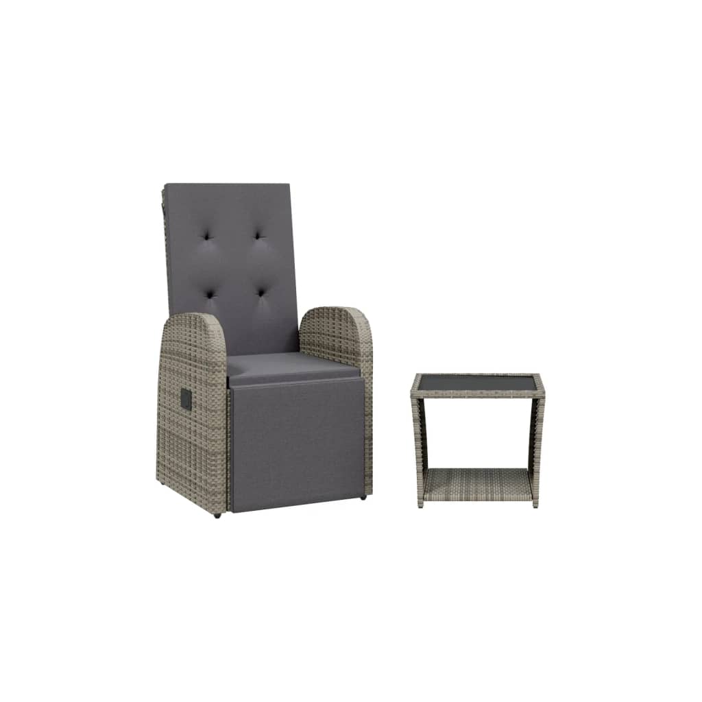 vidaXL 2 Piece Garden Dining Set with Cushions Grey Poly Rattan