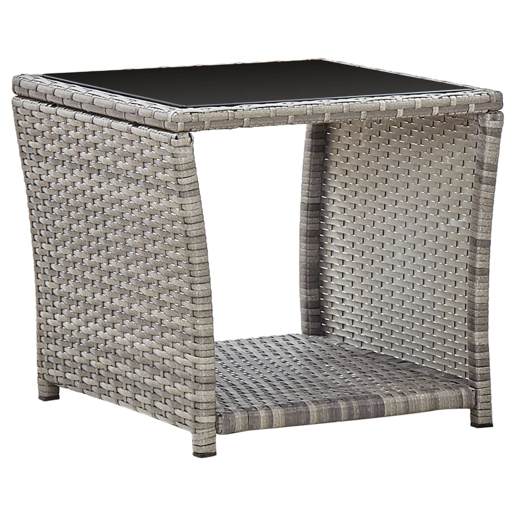 vidaXL 2 Piece Garden Dining Set with Cushions Grey Poly Rattan
