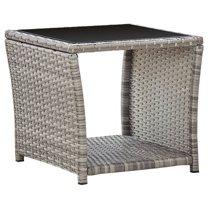 vidaXL 2 Piece Garden Dining Set with Cushions Grey Poly Rattan