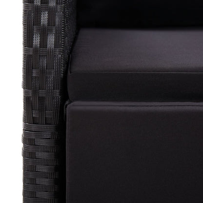 vidaXL 7 Piece Garden Dining Set with Cushions Black Poly Rattan