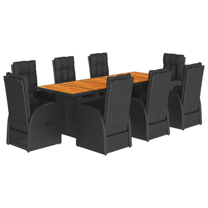 vidaXL Garden Dining Set | Black | PE Rattan | 8-Seater