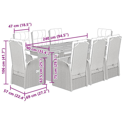 vidaXL Garden Dining Set | Black | PE Rattan | 8-Seater