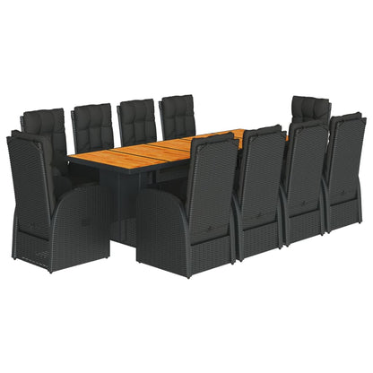 vidaXL Garden Dining Set | Black | Poly Rattan | 10-seater | Removable Covers