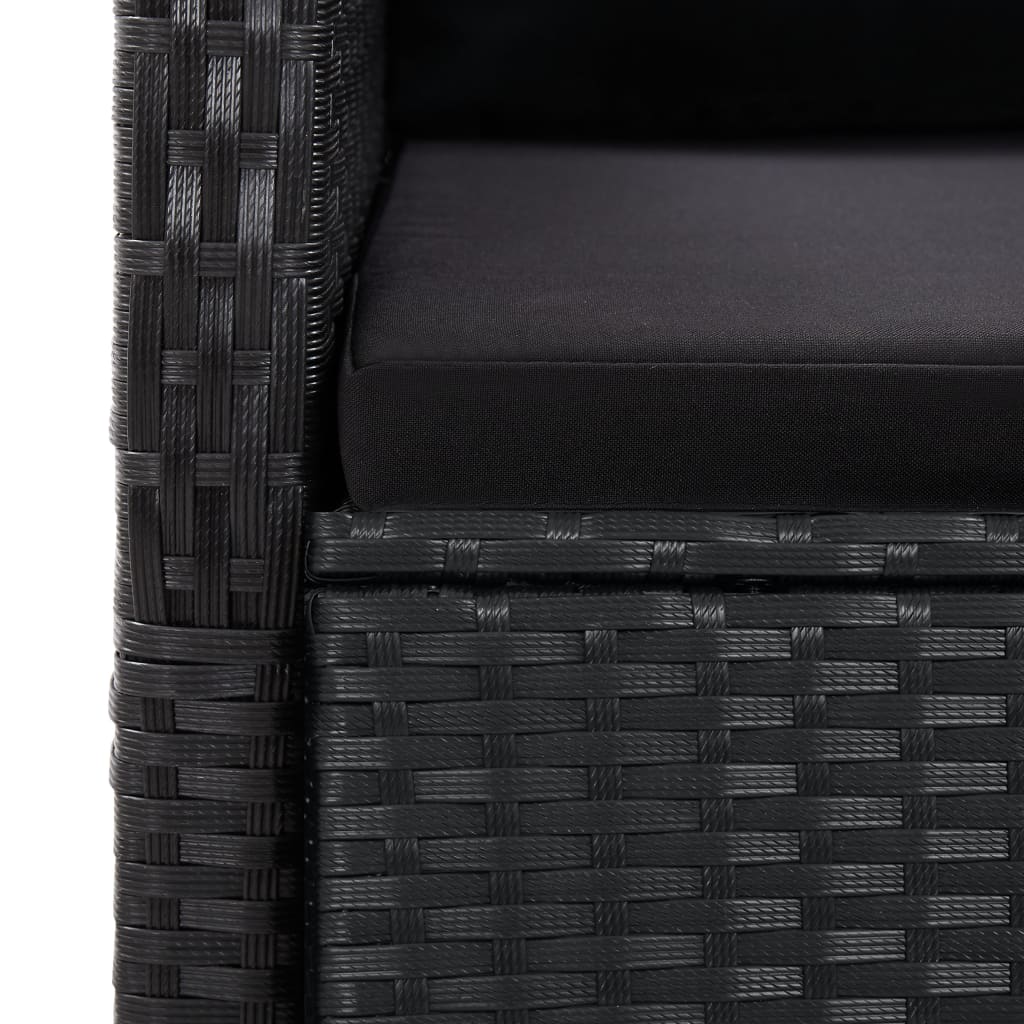 vidaXL Garden Dining Set | Black | Poly Rattan | 10-seater | Removable Covers