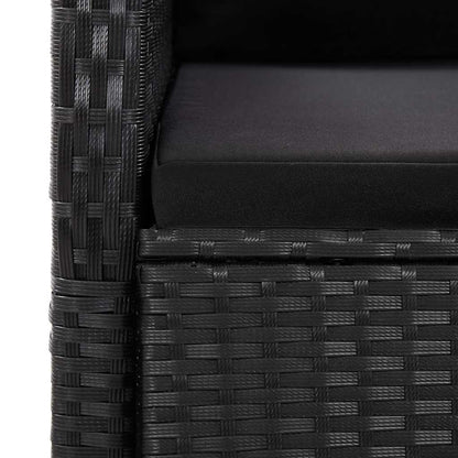 vidaXL 11 Piece Garden Dining Set with Cushions Black Poly Rattan