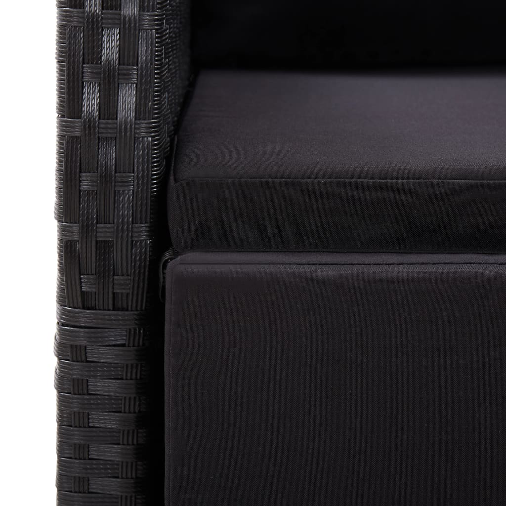 vidaXL 9 Piece Garden Dining Set with Cushions Black Poly Rattan