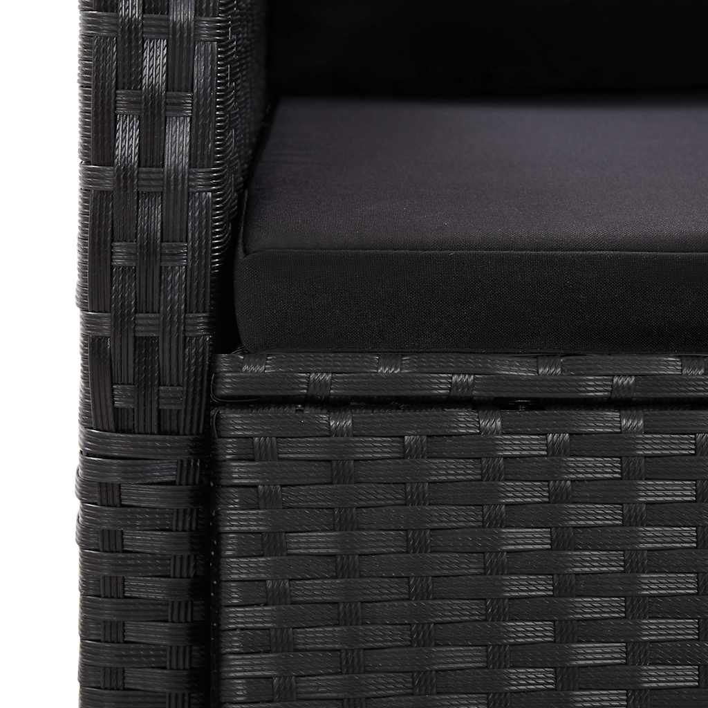 vidaXL 9 Piece Garden Dining Set with Cushions Black Poly Rattan