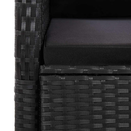 vidaXL 9 Piece Garden Dining Set with Cushions Black Poly Rattan