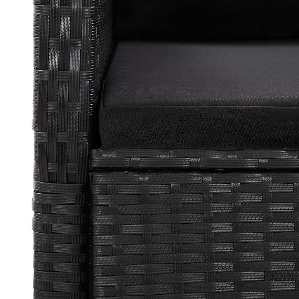 vidaXL 11 Piece Garden Dining Set with Cushions Black Poly Rattan