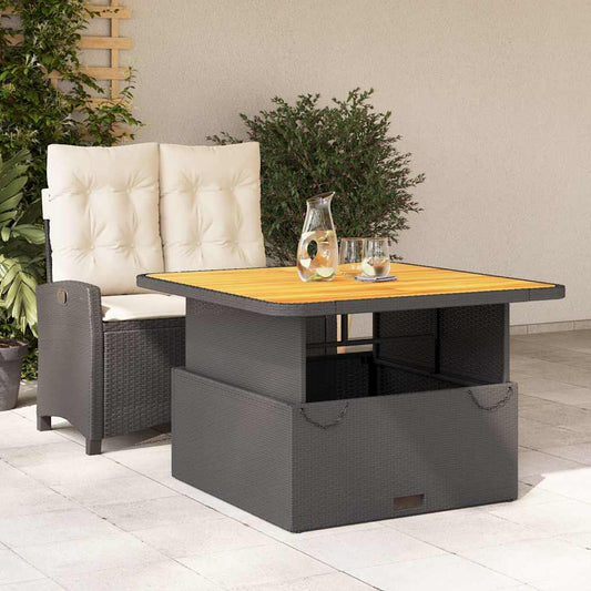vidaXL 2 Piece Garden Dining Set with Cushions Black Poly Rattan