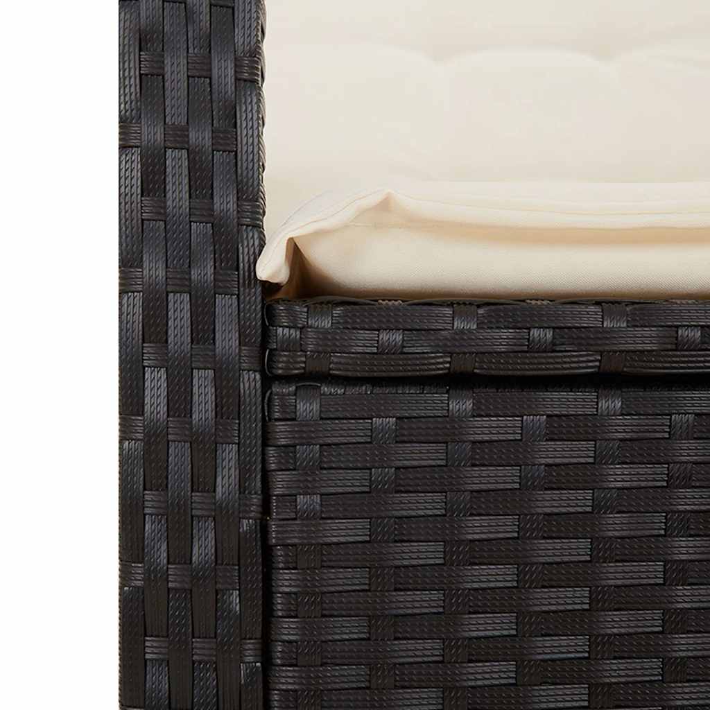 vidaXL 2 Piece Garden Dining Set with Cushions Black Poly Rattan