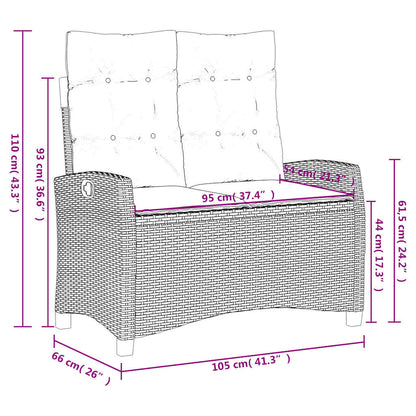 vidaXL 2 Piece Garden Dining Set with Cushions Black Poly Rattan