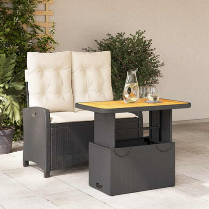 vidaXL 2 Piece Garden Dining Set with Cushions Black Poly Rattan