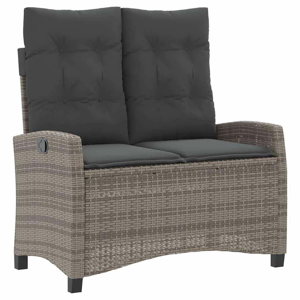 vidaXL 2 Piece Garden Dining Set with Cushions Grey Poly Rattan