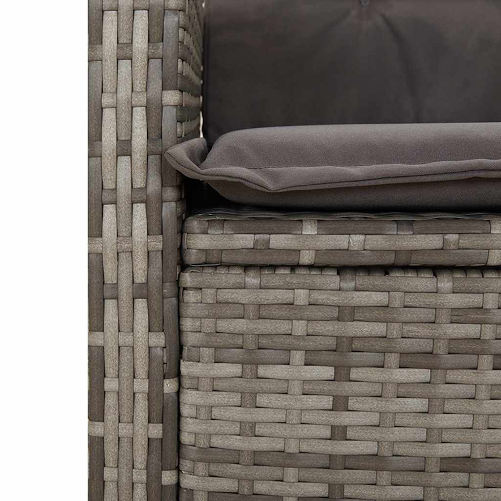 vidaXL 2 Piece Garden Dining Set with Cushions Grey Poly Rattan