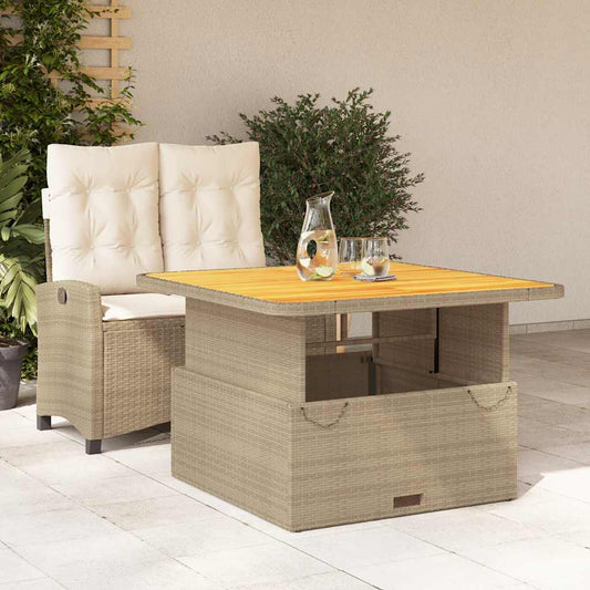 vidaXL 2 Piece Garden Dining Set with Cushions Beige Poly Rattan