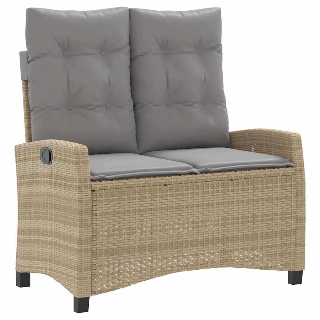 vidaXL 2 Piece Garden Dining Set with Cushions Beige Poly Rattan