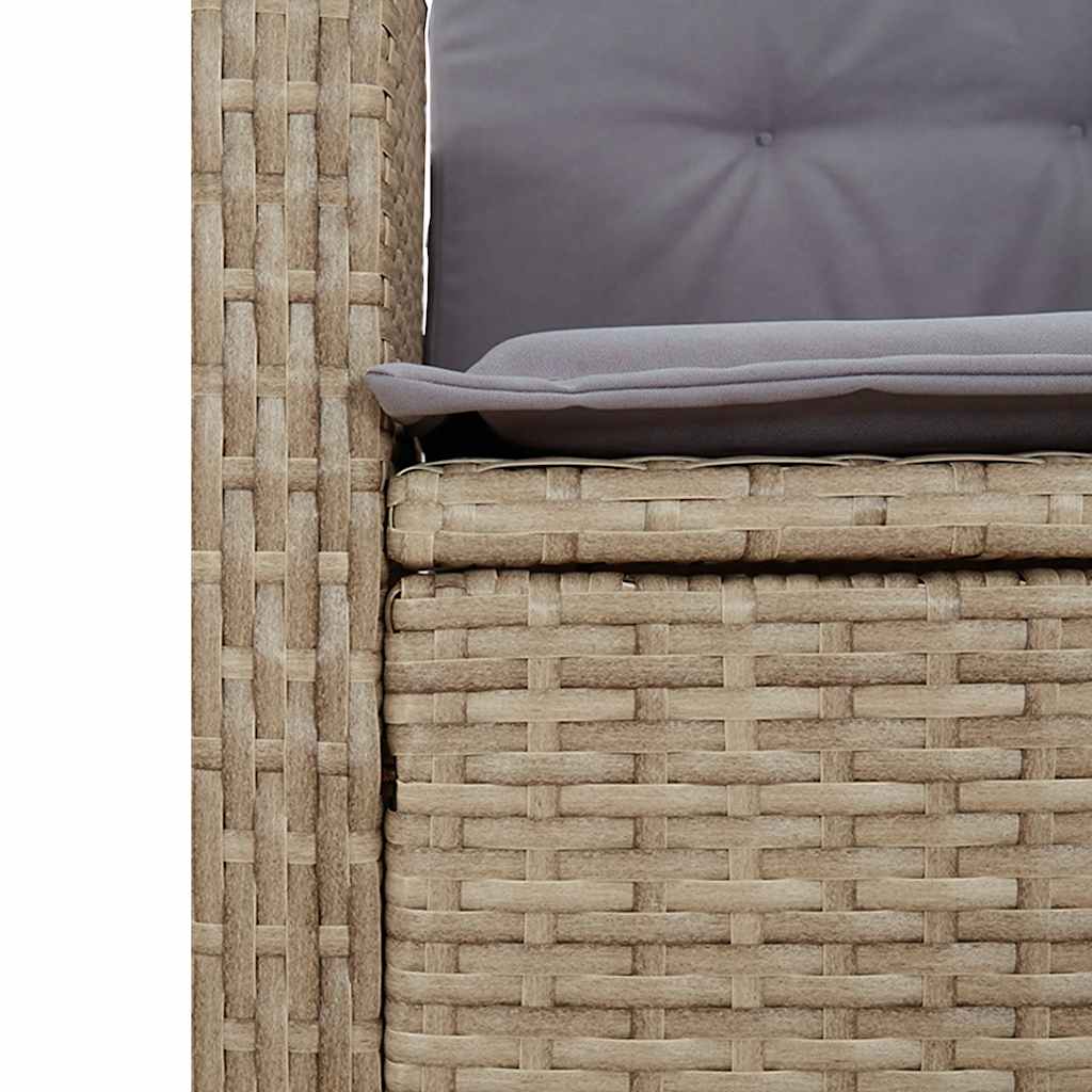 vidaXL 2 Piece Garden Dining Set with Cushions Beige Poly Rattan