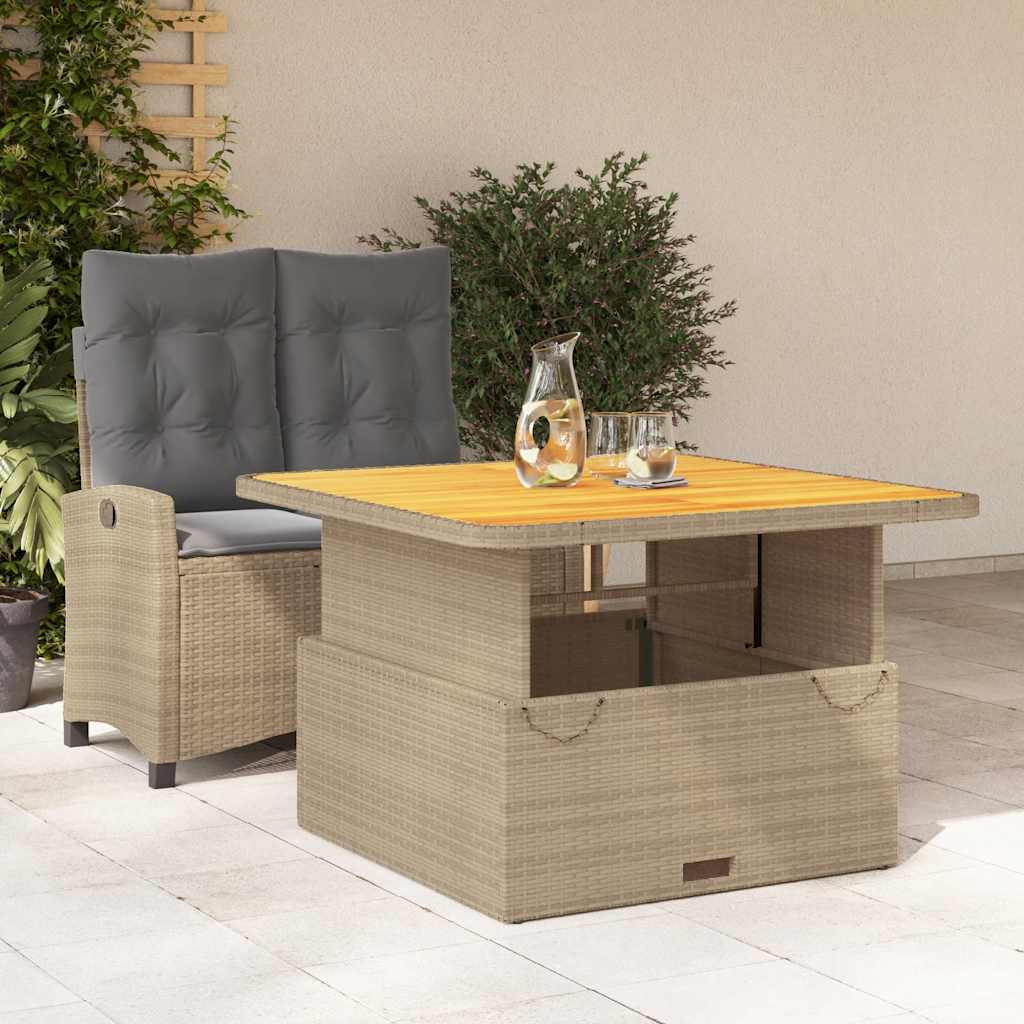 vidaXL 2 Piece Garden Dining Set with Cushions Beige Poly Rattan