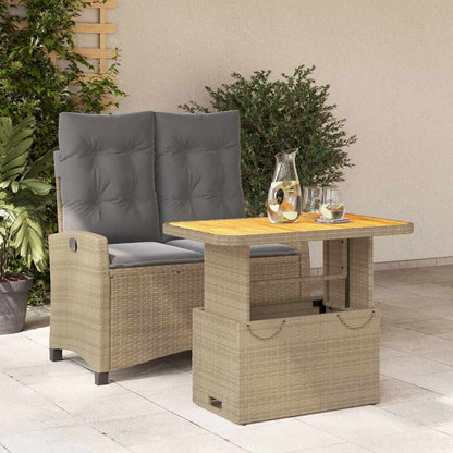 vidaXL 2 Piece Garden Dining Set with Cushions Beige Poly Rattan