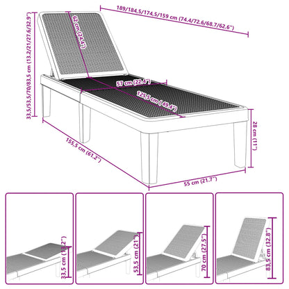 vidaXL 4-Way Height Adjustable Sun Lounger 155.5x57x28cm Polypropylene