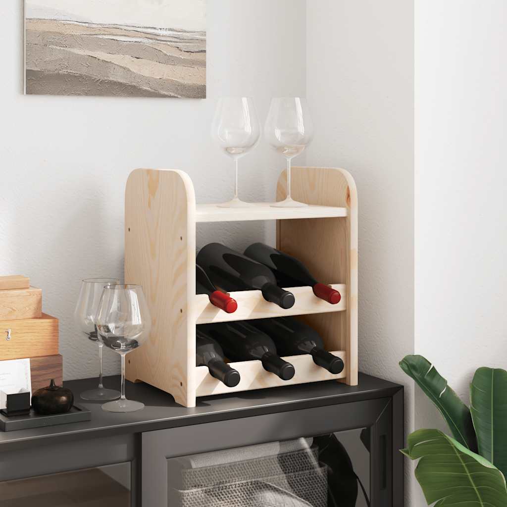 vidaXL Wine Rack with Top Board 33x25x37 cm Solid Wood Pine