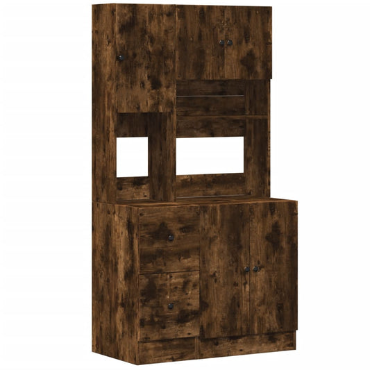 vidaXL Kitchen Cabinet Smoked Oak 95x50x180 cm Engineered Wood