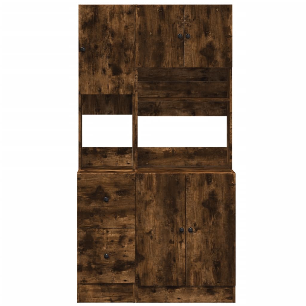 vidaXL Kitchen Cabinet Smoked Oak 95x50x180 cm Engineered Wood