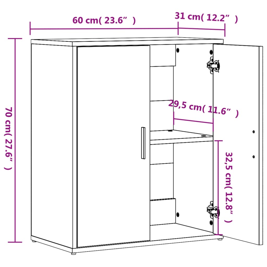 vidaXL Sideboards 2 pcs White 60x31x70 cm Engineered Wood