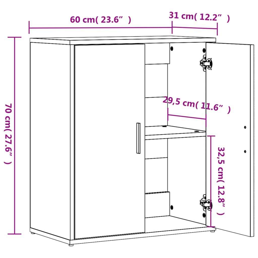 vidaXL Sideboards 2 pcs Grey Sonoma 60x31x70 cm Engineered Wood