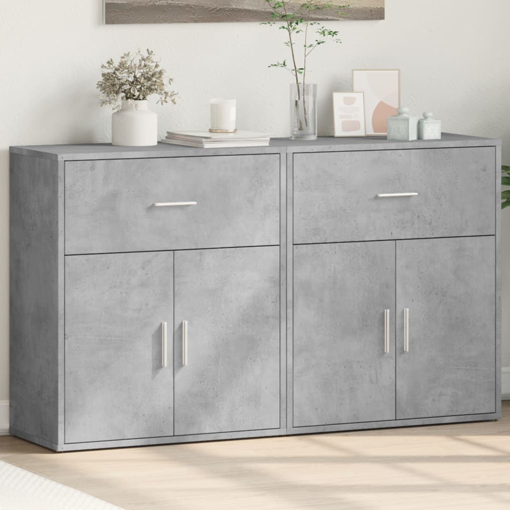 vidaXL Sideboards 2 pcs Concrete Grey 60x31x70 cm Engineered Wood