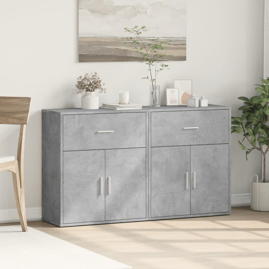 vidaXL Sideboards 2 pcs Concrete Grey 60x31x70 cm Engineered Wood