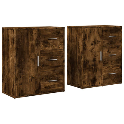vidaXL Sideboards 2 pcs Smoked Oak 60x31x70 cm Engineered Wood