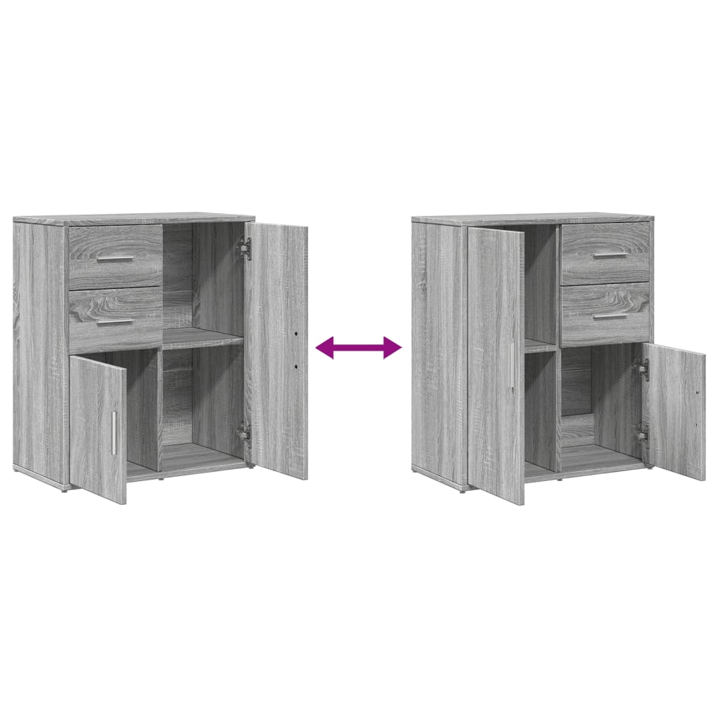 vidaXL Sideboards 2 pcs Grey Sonoma 60x31x70 cm Engineered Wood