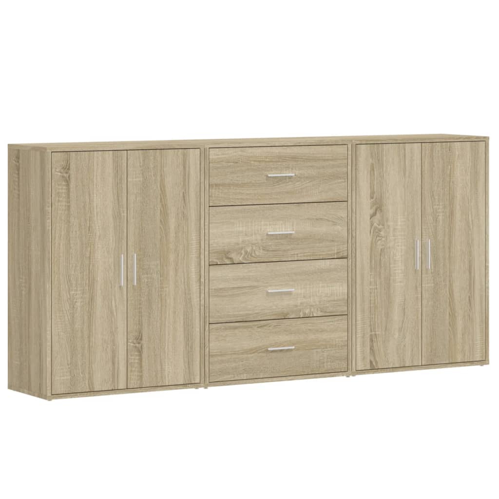 vidaXL Sideboards 3 pcs Sonoma Oak 60x31x84 cm Engineered Wood