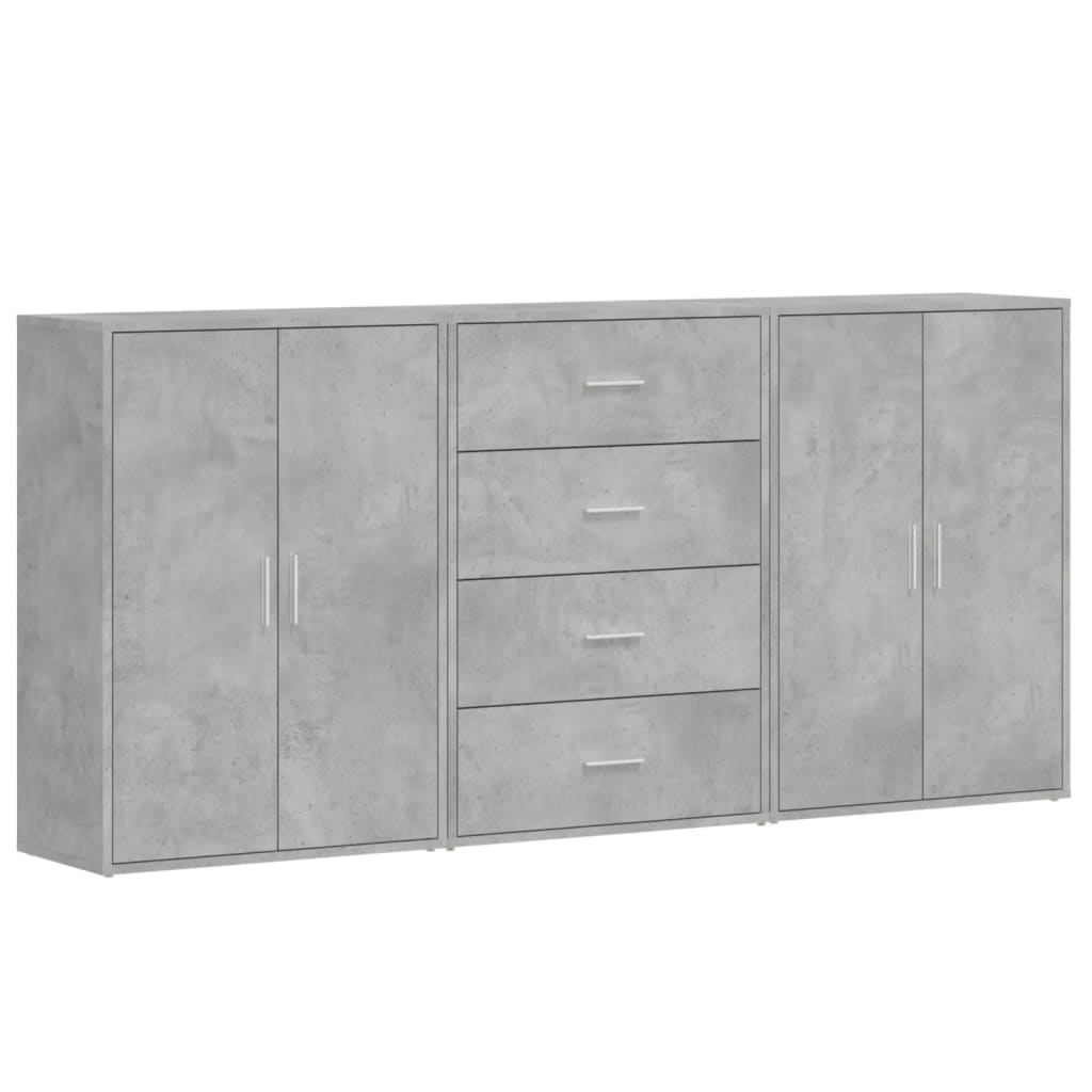 vidaXL Sideboards 3 pcs Concrete Grey 60x31x84 cm Engineered Wood