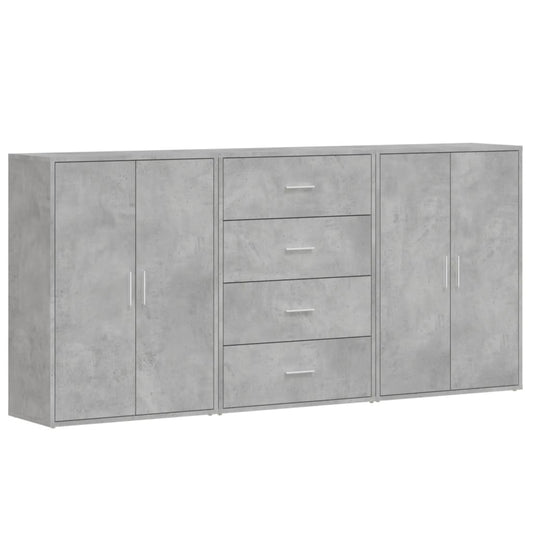 vidaXL Sideboards 3 pcs Concrete Grey 60x31x84 cm Engineered Wood