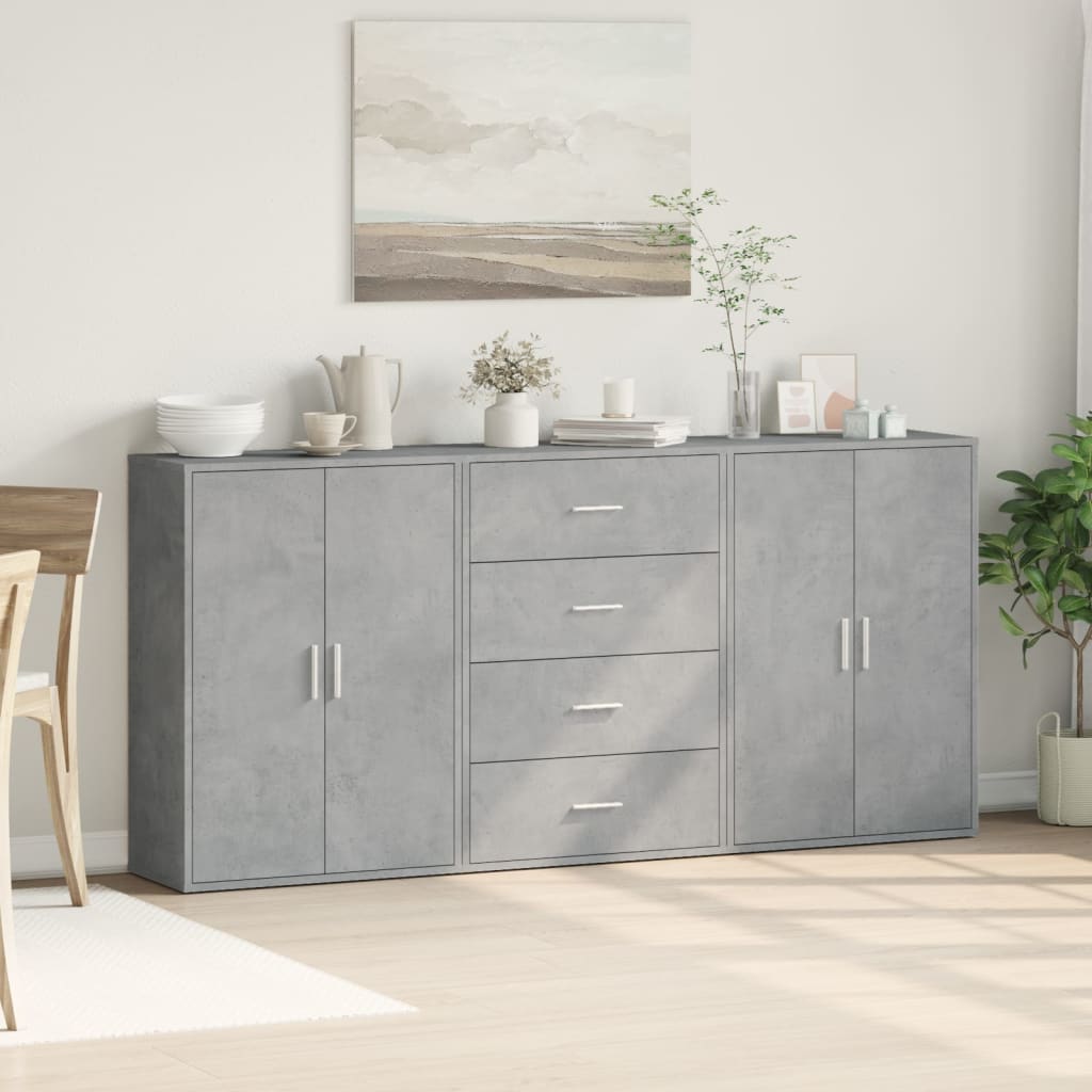 vidaXL Sideboards 3 pcs Concrete Grey 60x31x84 cm Engineered Wood