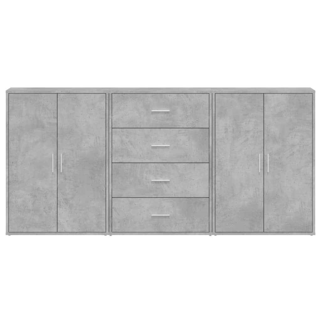 vidaXL Sideboards 3 pcs Concrete Grey 60x31x84 cm Engineered Wood