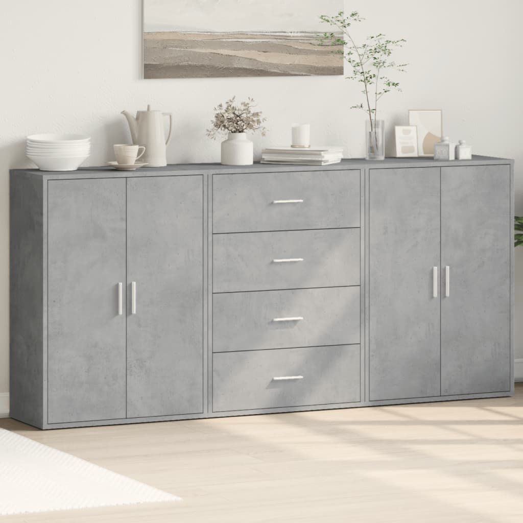 vidaXL Sideboards 3 pcs Concrete Grey 60x31x84 cm Engineered Wood