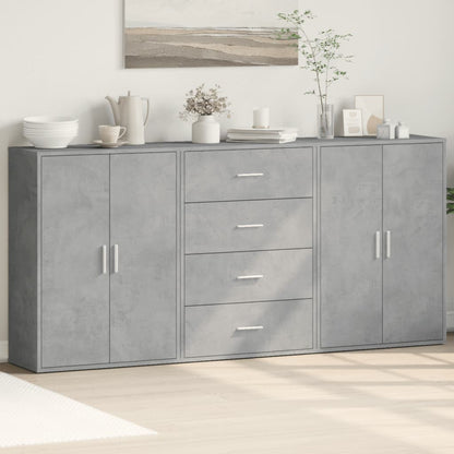 vidaXL Sideboards 3 pcs Concrete Grey 60x31x84 cm Engineered Wood