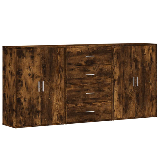 vidaXL Sideboards 3 pcs Smoked Oak 60x31x84 cm Engineered Wood