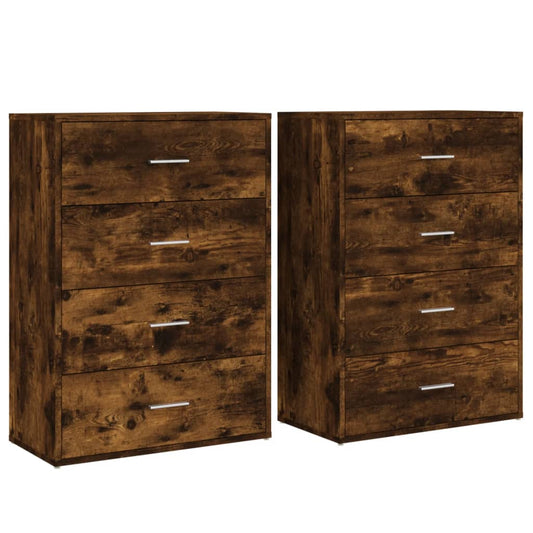 vidaXL Sideboards 2 pcs Smoked Oak 60x31x84 cm Engineered Wood