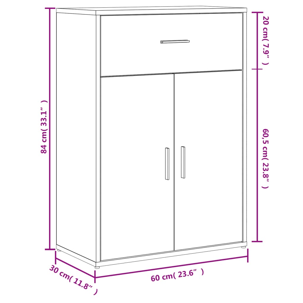 vidaXL Sideboards 2 pcs White 60x30x84 cm Engineered Wood