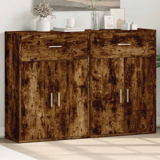 vidaXL Sideboards 2 pcs Smoked Oak 60x30x84 cm Engineered Wood
