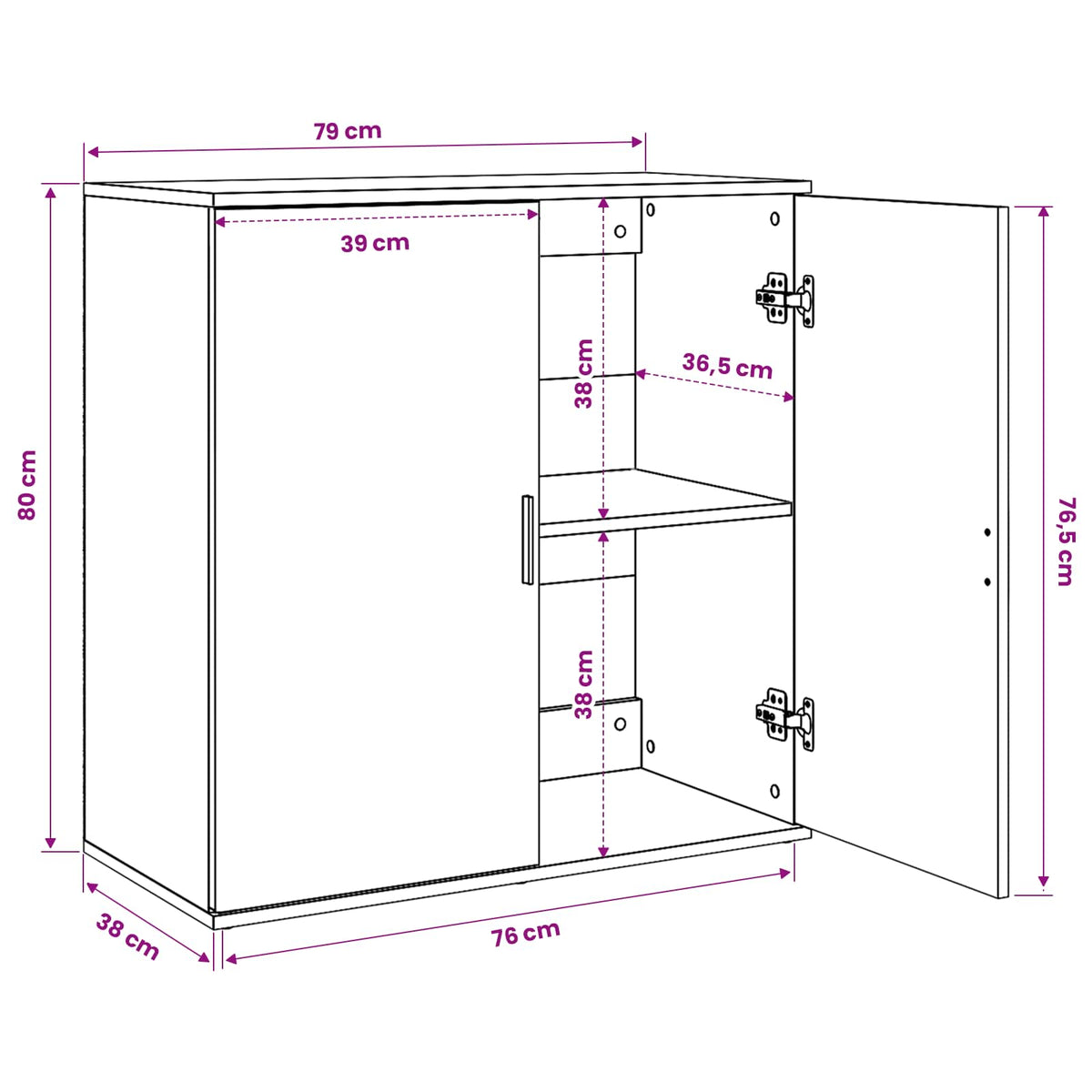 vidaXL Sideboards 2 pcs Sonoma Oak 79x38x80 cm Engineered Wood