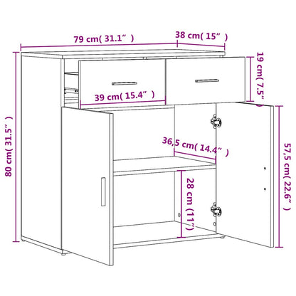 vidaXL Sideboards 2 pcs Concrete Grey 79x38x80 cm Engineered Wood