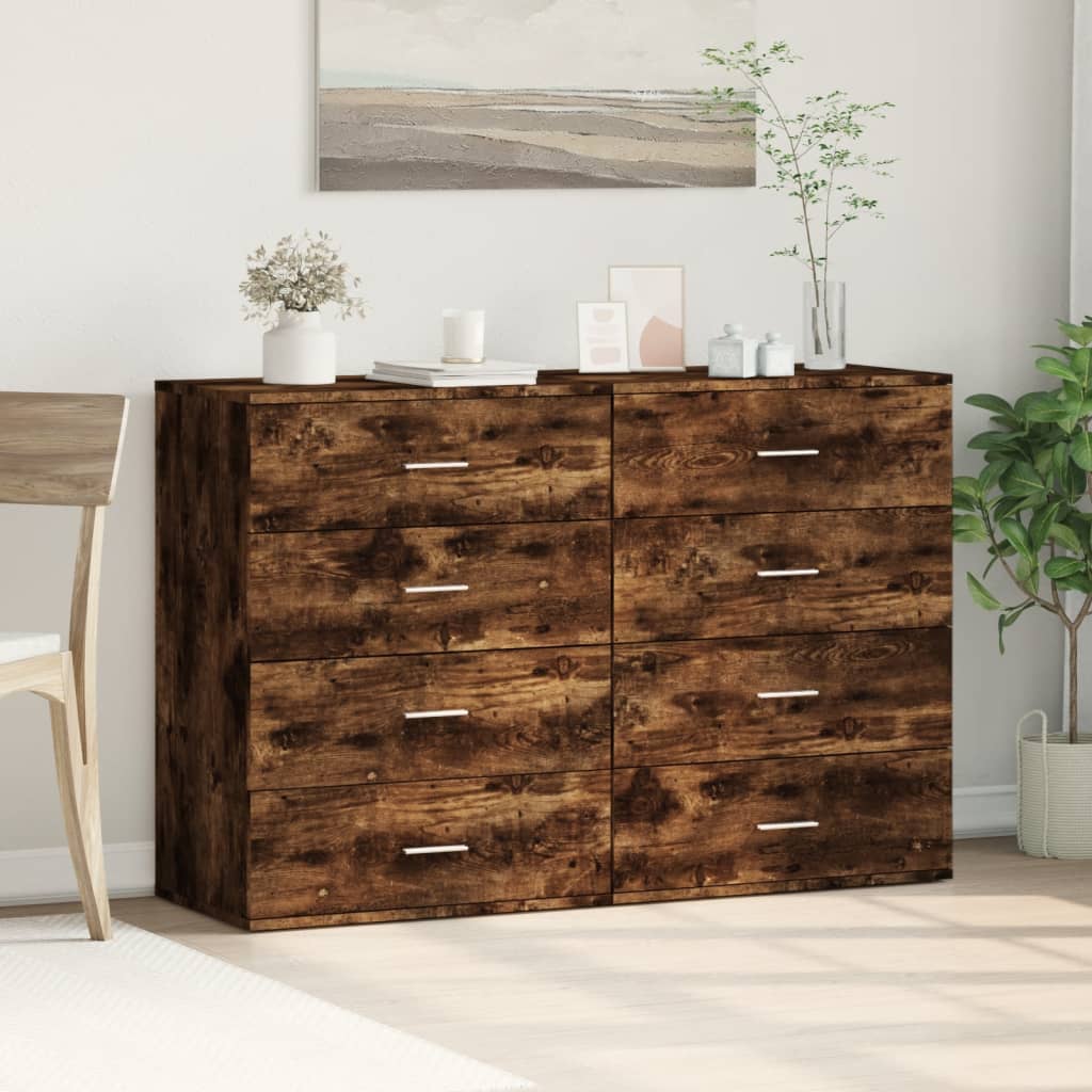 vidaXL Sideboards 2 pcs Smoked Oak 60x39x80 cm Engineered Wood