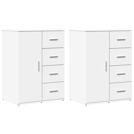 vidaXL Sideboards 2 pcs White 59x39x80 cm Engineered Wood
