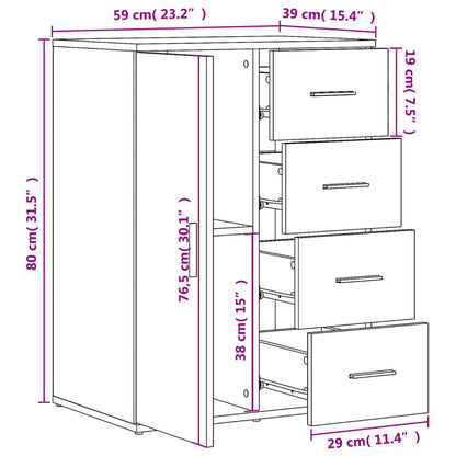 vidaXL Sideboards 2 pcs White 59x39x80 cm Engineered Wood